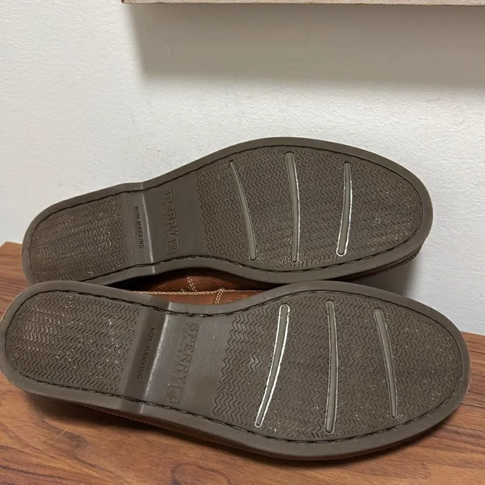 Sperry Topsider Mako Canoe Moc Boat Shoe in Amaretto Leather. Size 13W.